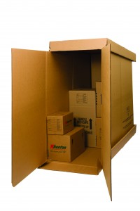 Stack of Wheaton moving boxes