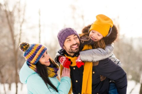 family in winter coats