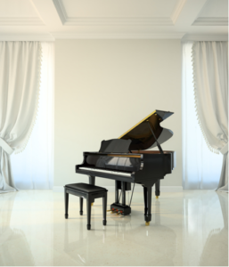 Piano in empty room