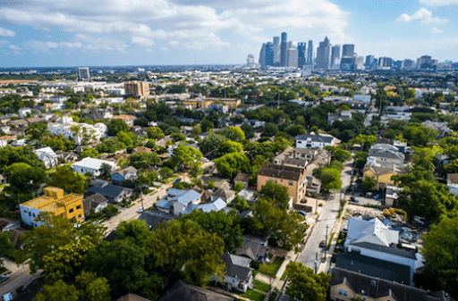 Sky view of a city.