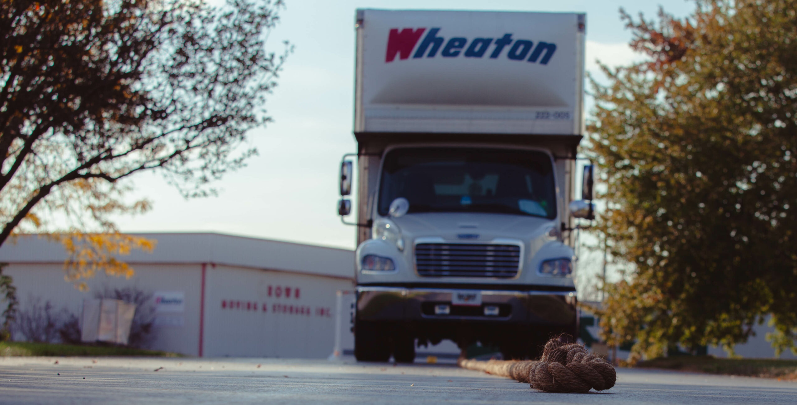 Wheaton truck at the start line with rope tied for Indy Truck Pull