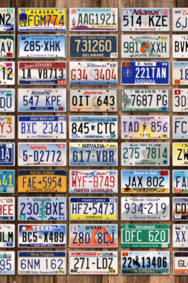 license plates.