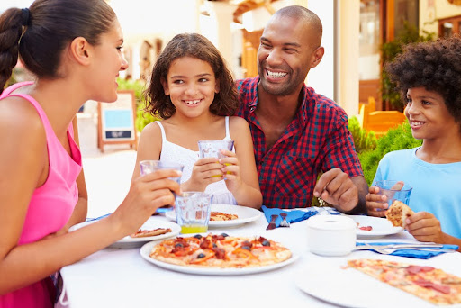 Family eating together.